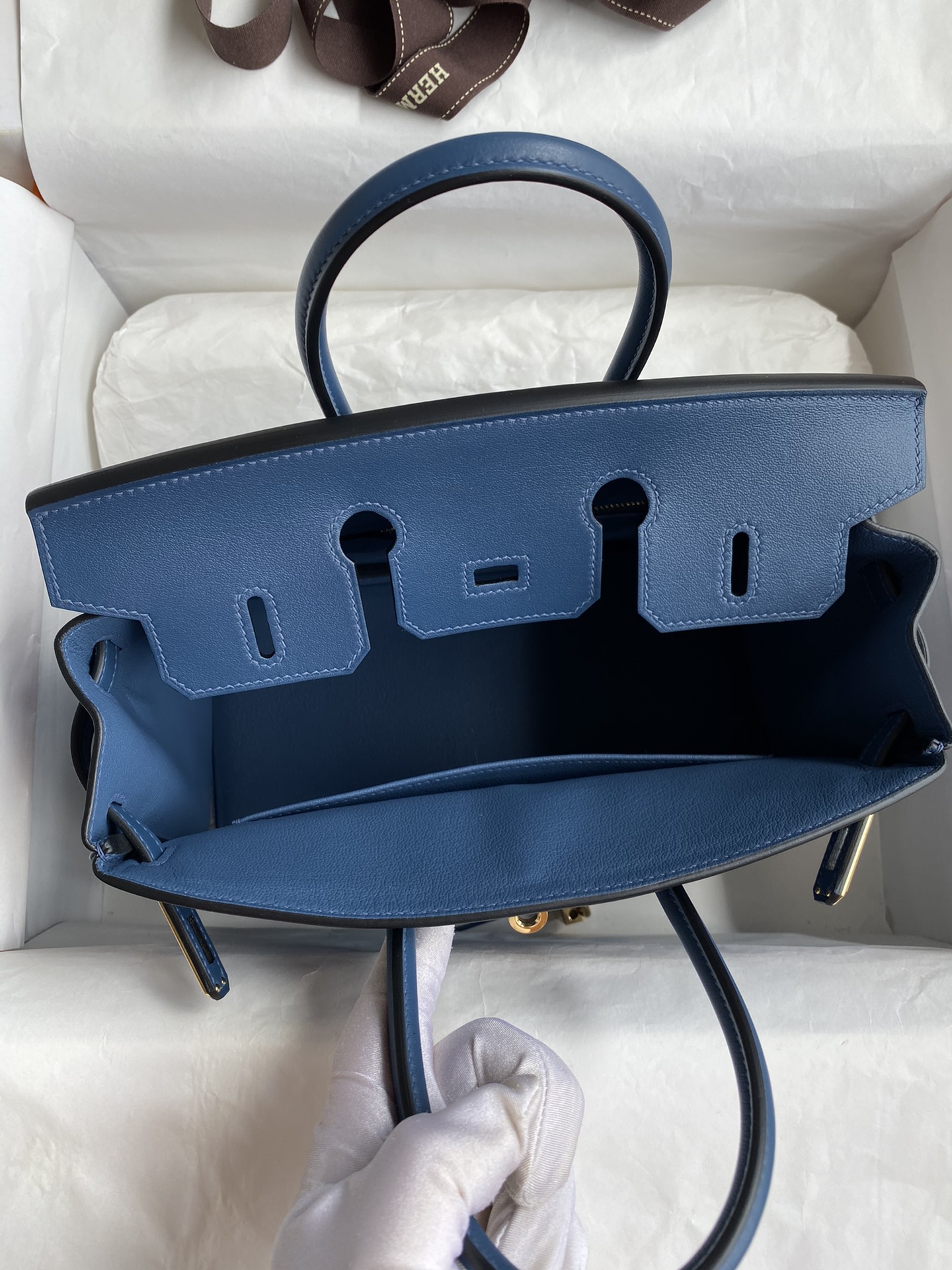 Hermes Birkin 30CM Swift Leather Handbag Blue